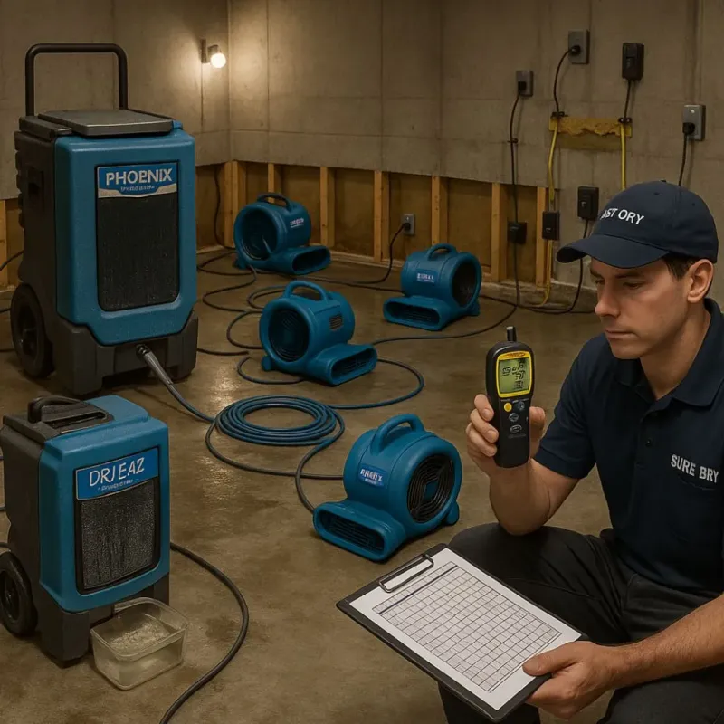 Structural Drying and Dehumidification process in Capron, IL